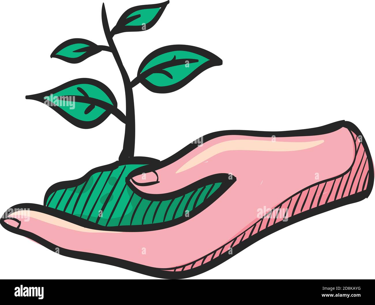 Icono de árbol de mano en el dibujo de color. Cuidado de la conservación  del medio ambiente del ecosistema Imagen Vector de stock - Alamy