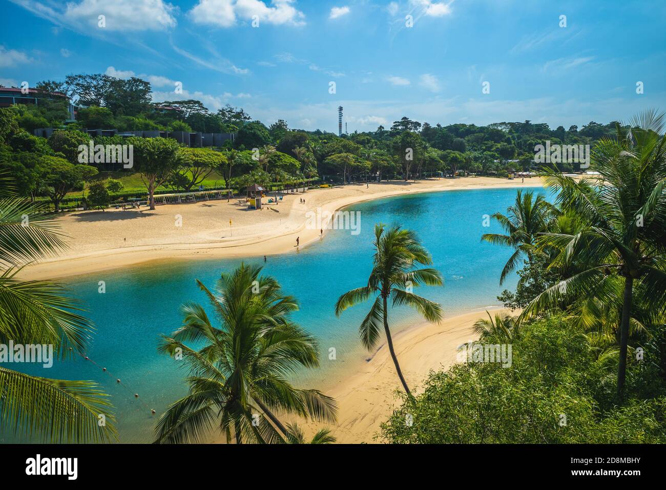 Paisaje de la playa de Pulau Palawan en Sentosa, Singapur Foto de stock