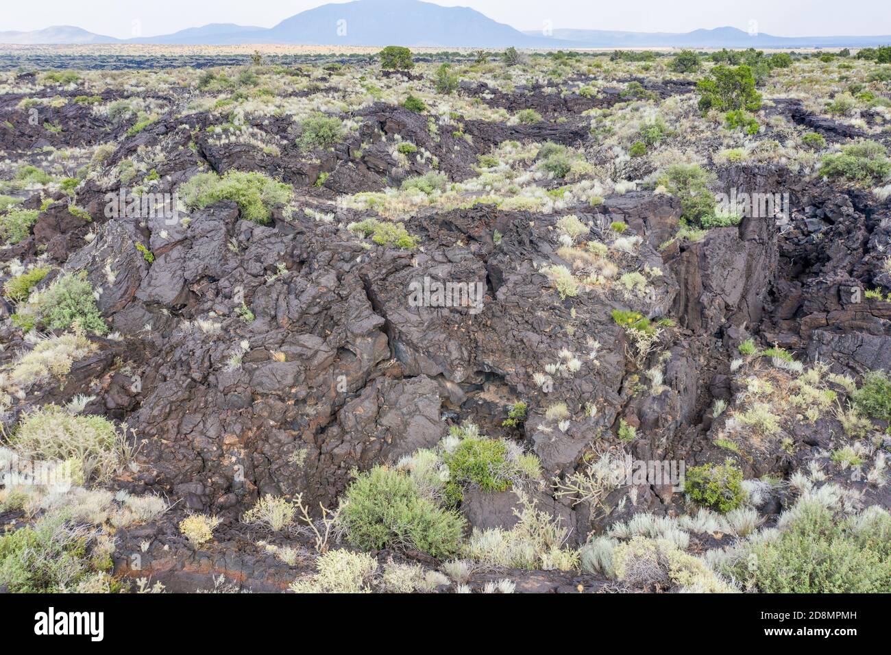 Flujo de lava en el Parque Estatal Valle de incendios en Carizozo, Nuevo México Foto de stock