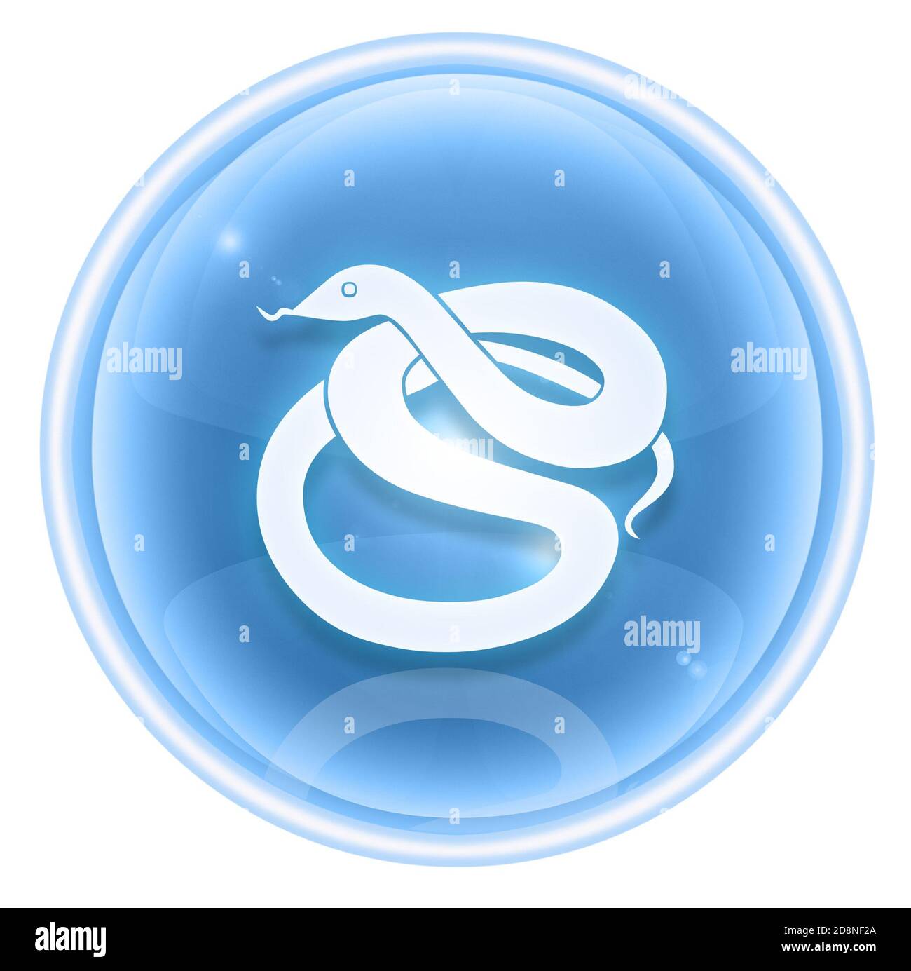 El icono del zodiaco de la serpiente hielo, aislado sobre fondo blanco. Foto de stock