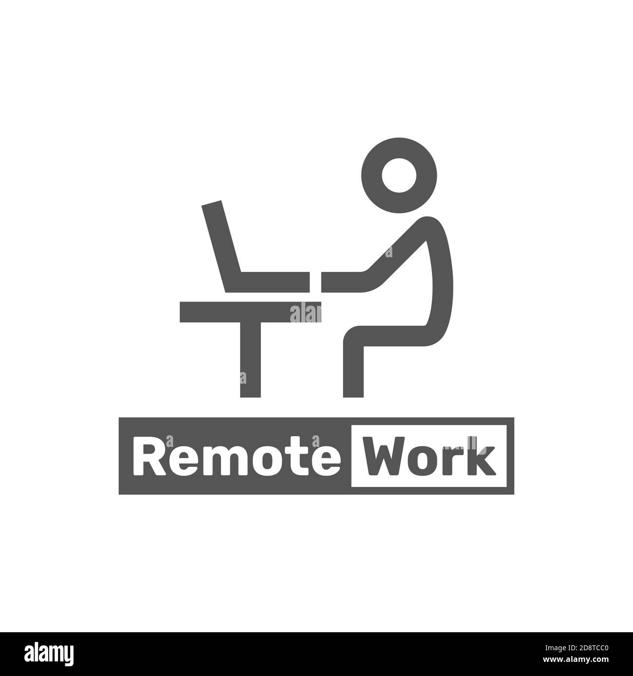 Icono de línea de trabajo remota. Trabajador, portátil, trabajo remoto. Icono de línea de trabajo independiente. La ilustración vectorial se puede utilizar para temas como equilibrio de vida laboral, remoto Ilustración del Vector