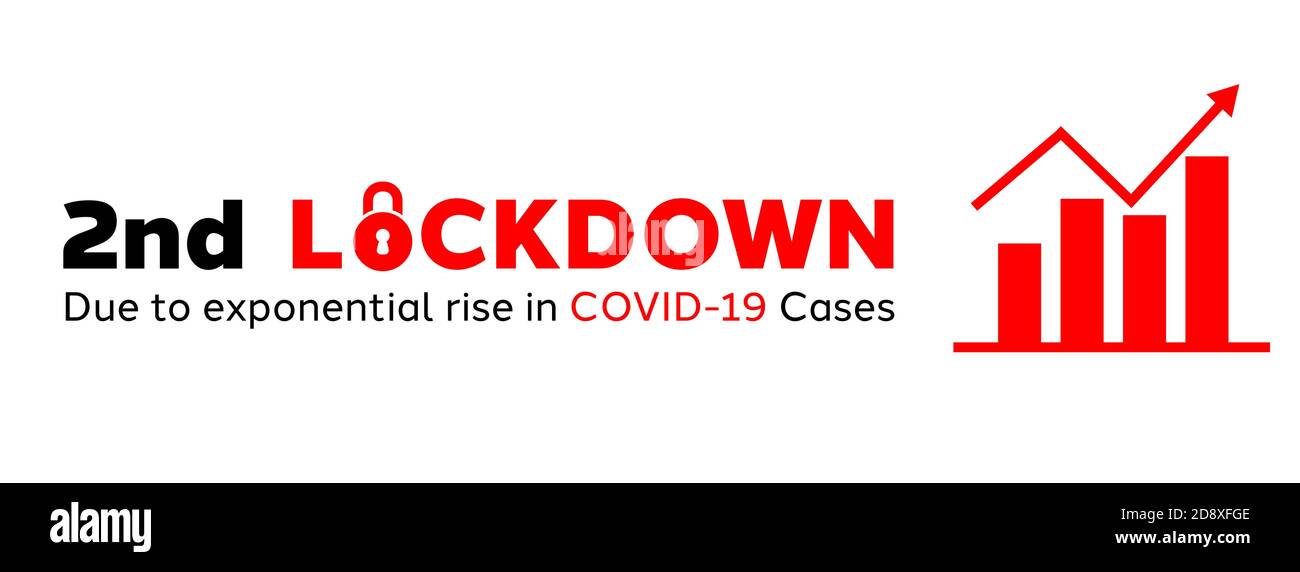 Segundo bloqueo o bloqueo 2.0 debido al rápido aumento de los casos COVID-19 en todo el mundo a medida que se acerca el invierno, causando un crecimiento exponencial en caso de que Ilustración del Vector