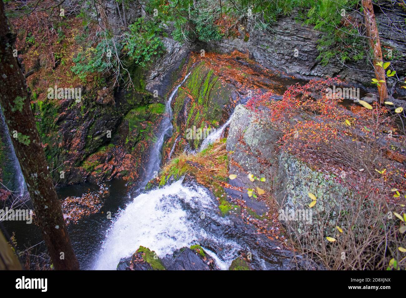 Agua corriendo por Raymondskill Falls, una serie de cascadas en Dingman, Pennsylvania. -04 Foto de stock