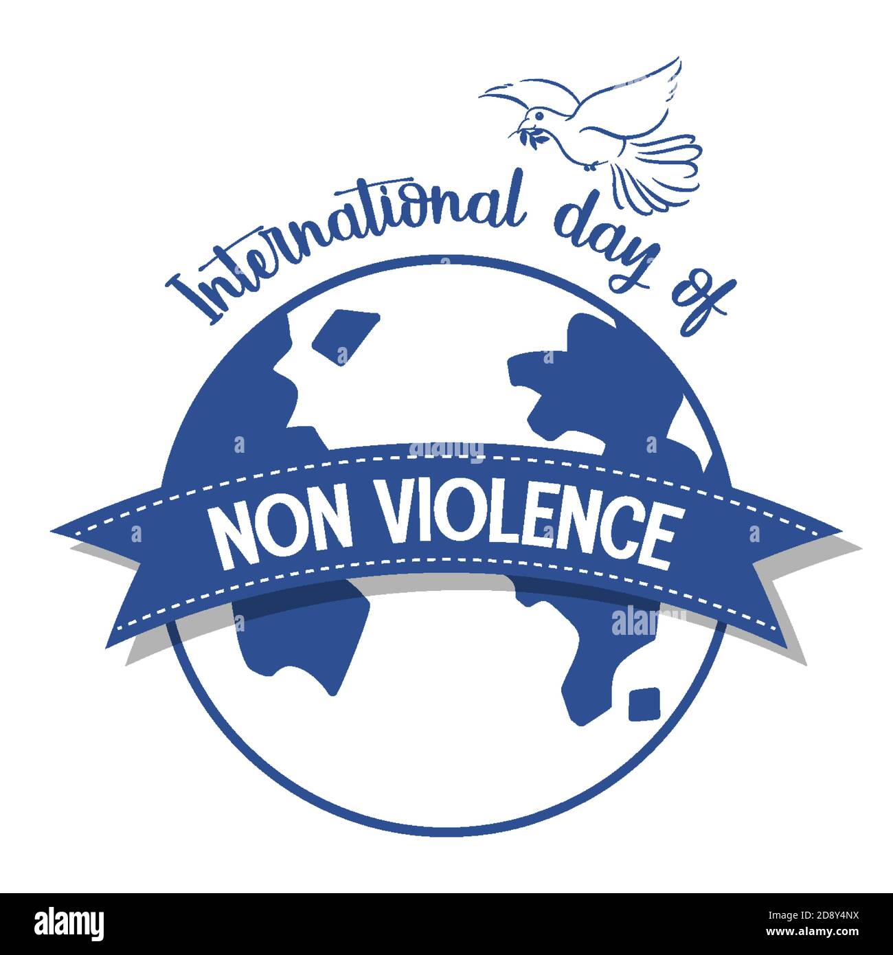 Día Internacional de la no violencia logo en el mundo con un ilustración de  paloma Imagen Vector de stock - Alamy