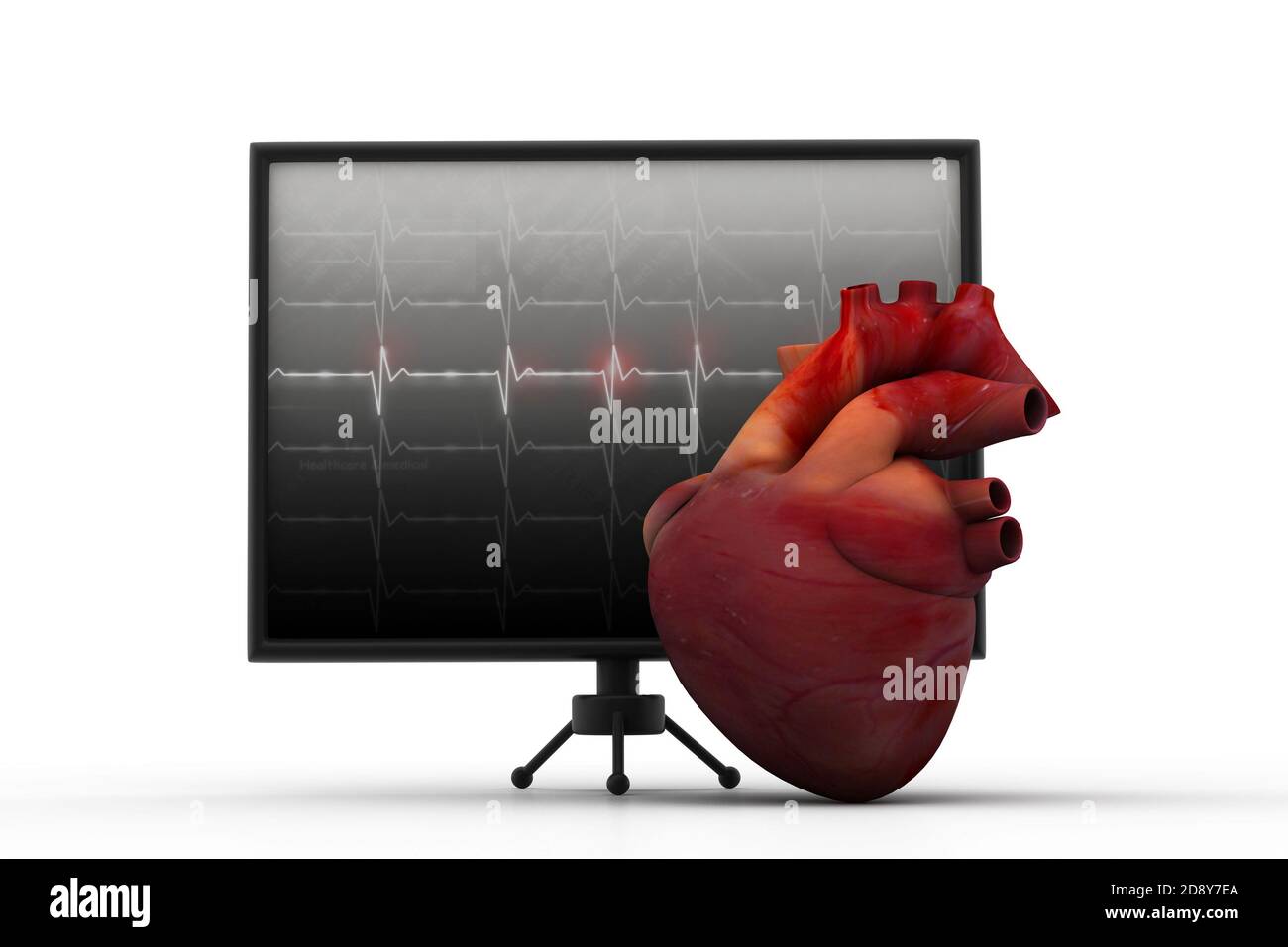 Corazón humano con ECG monitor latido Fotografía de stock Alamy