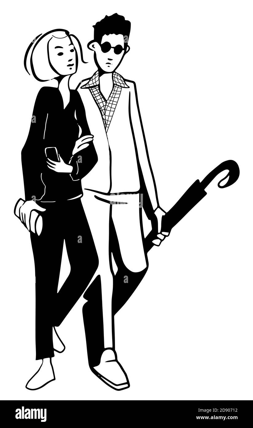 Silueta de pareja linda caminando mano en mano juntos. Joven y mujer enamorada. Dibujo a mano dibujo blanco negro ilustración vectorial Imagen Vector de stock - Alamy Silueta de pareja linda caminando mano en mano juntos. Joven y mujer enamorada. Dibujo a mano dibujo blanco negro ilustración vectorial Imagen Vector de stock - Alamy