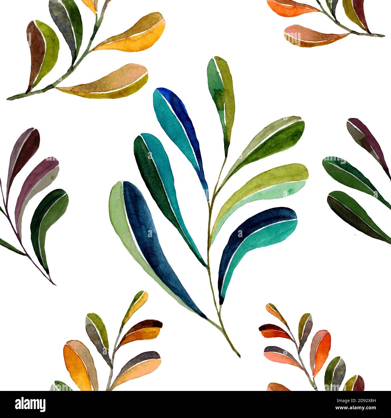 Acuarela Mano Dibujado árbol De Otoño Ramas Sin Costuras Patrón Fondo Floral Ilustración De 6632