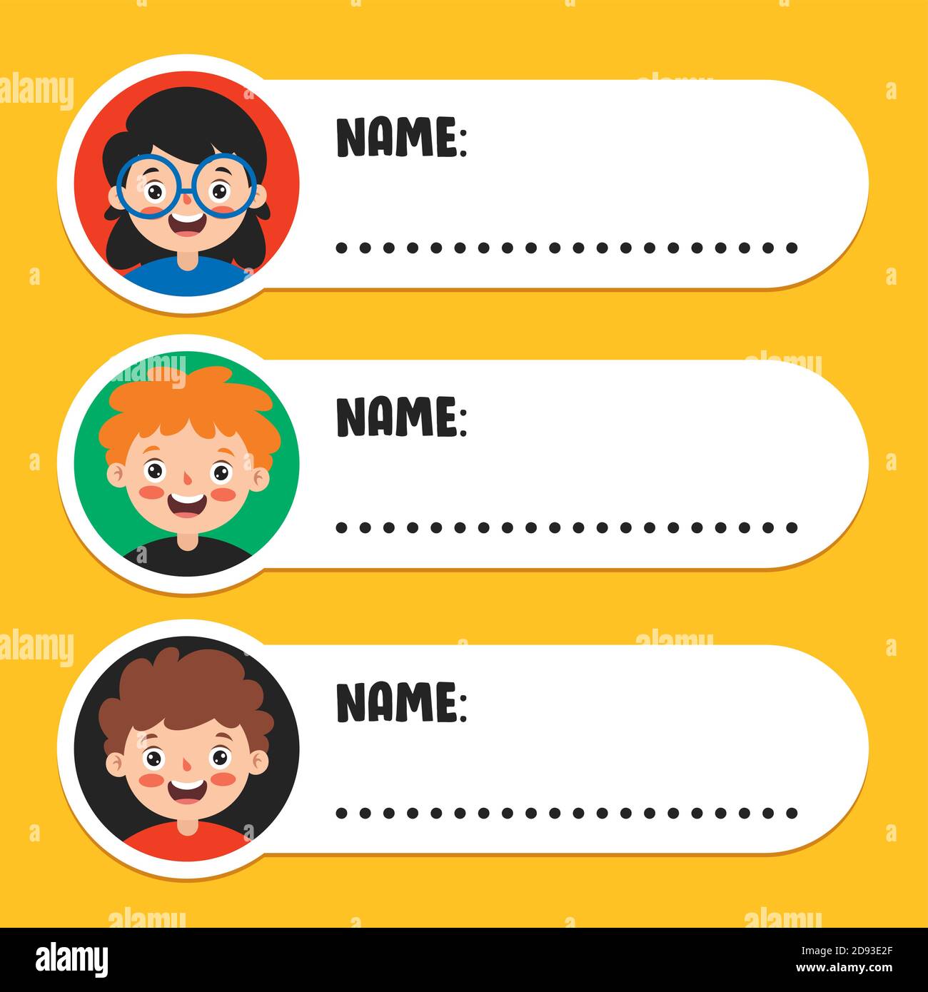 Etiquetas de nombre niños de School Imagen Vector stock - Alamy