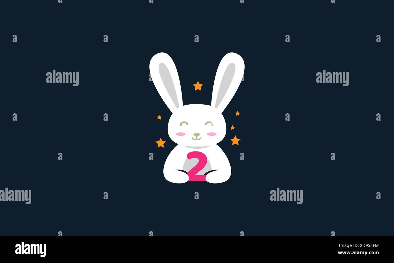 animales mascotas conejo conejito lindo con vector número 2 Imagen Vector  de stock - Alamy