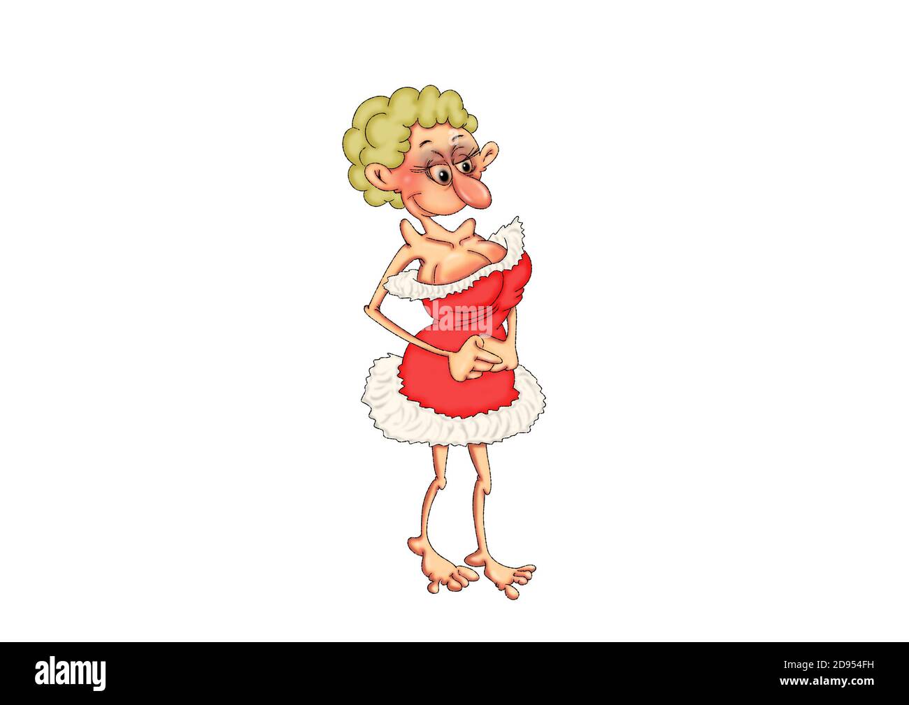 Mujer con vestido rojo. Ilustración de dibujos animados sobre un fondo  blanco Fotografía de stock - Alamy