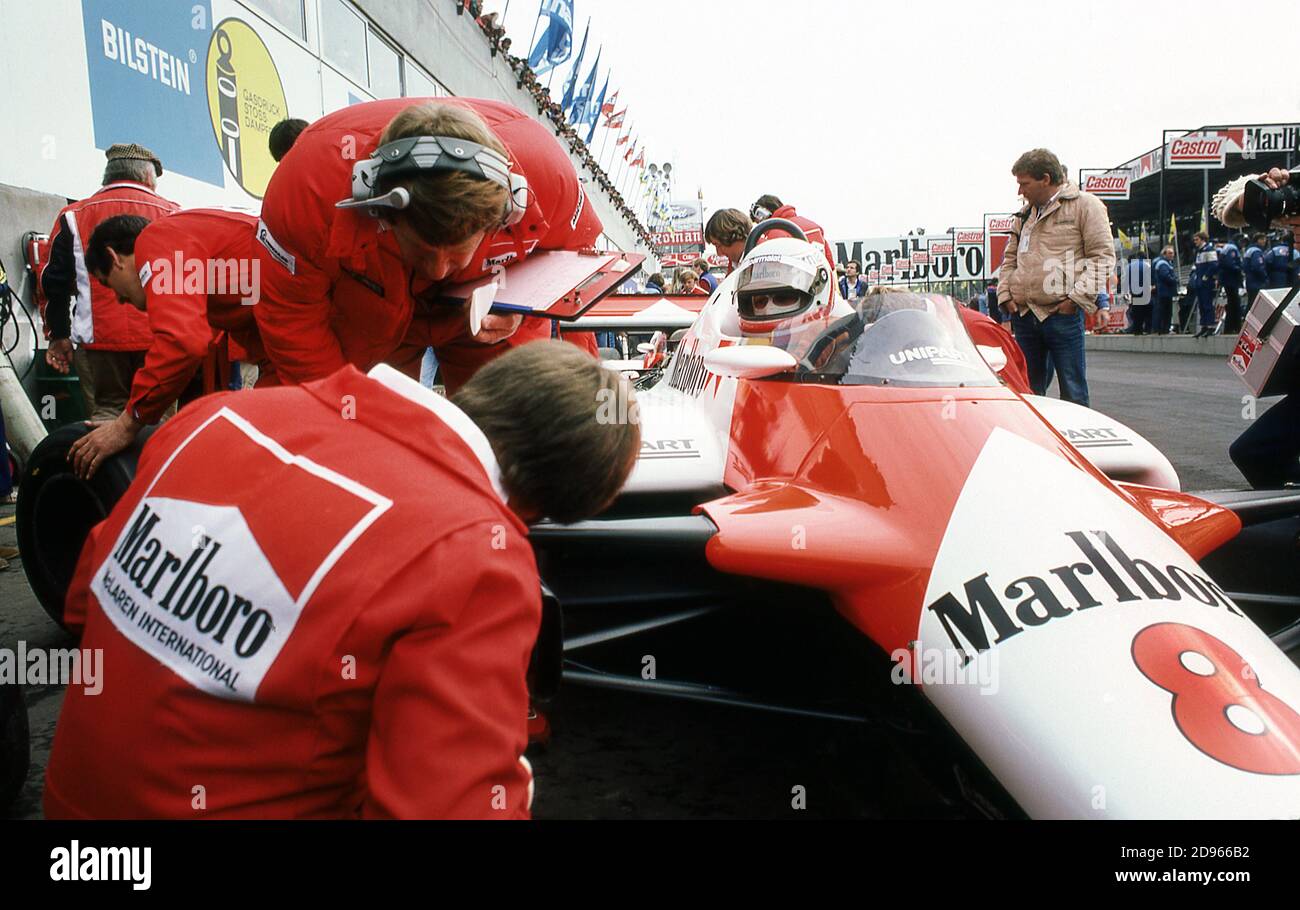1982 Gran Premio de Bélgica práctica en Zolder Foto de stock