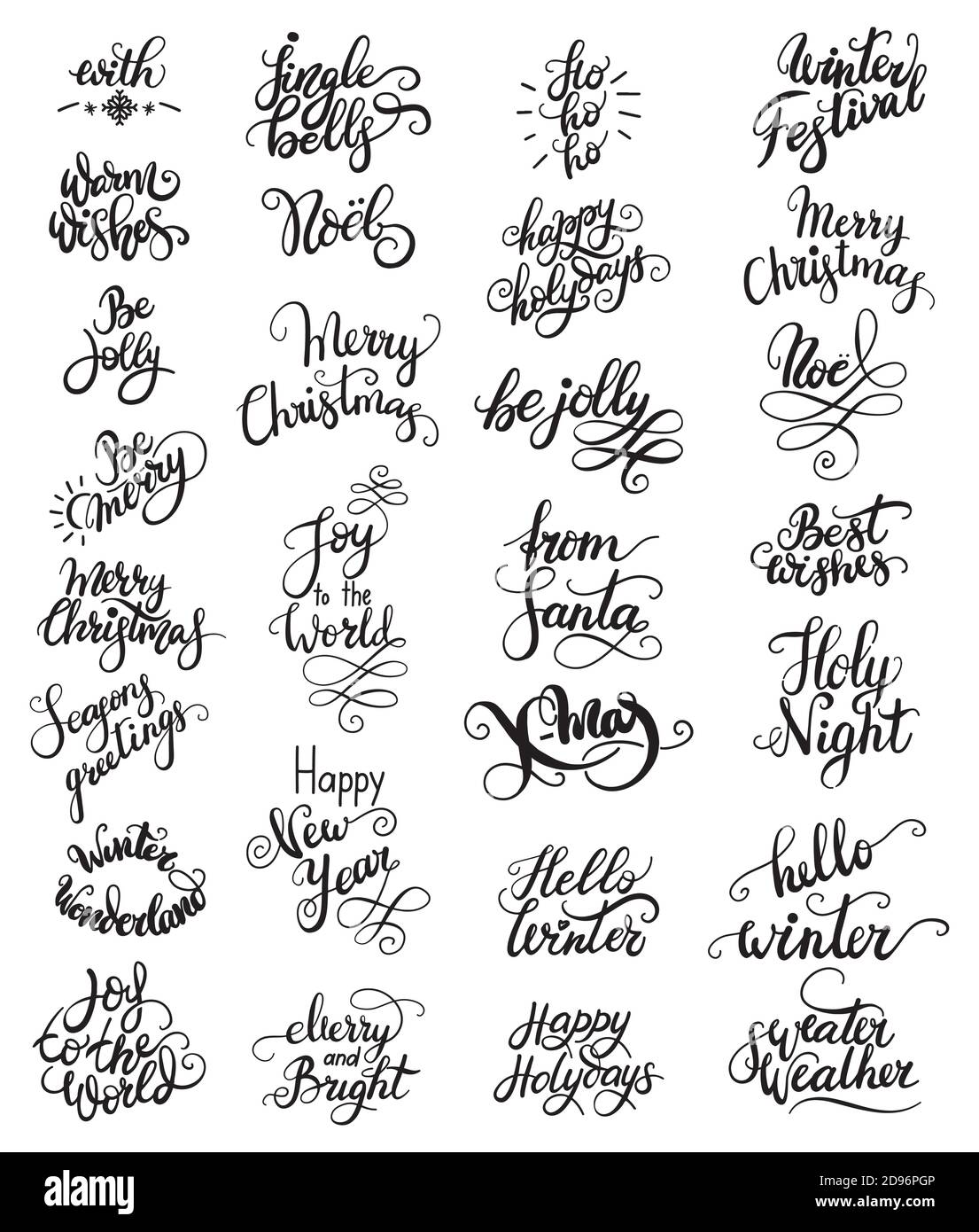 Vector conjunto de diferentes frases caligrafía de Navidad Imagen Vector de  stock - Alamy
