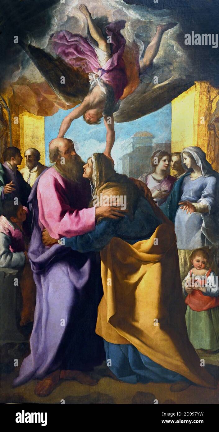 Abrazo en la Puerta de Oro, Eugenio Caxés (1574/75 – 1r 1634) fue un pintor  español del Barroco, España, (la obra representa a San Joaquín y Santa Ana,  los padres de la