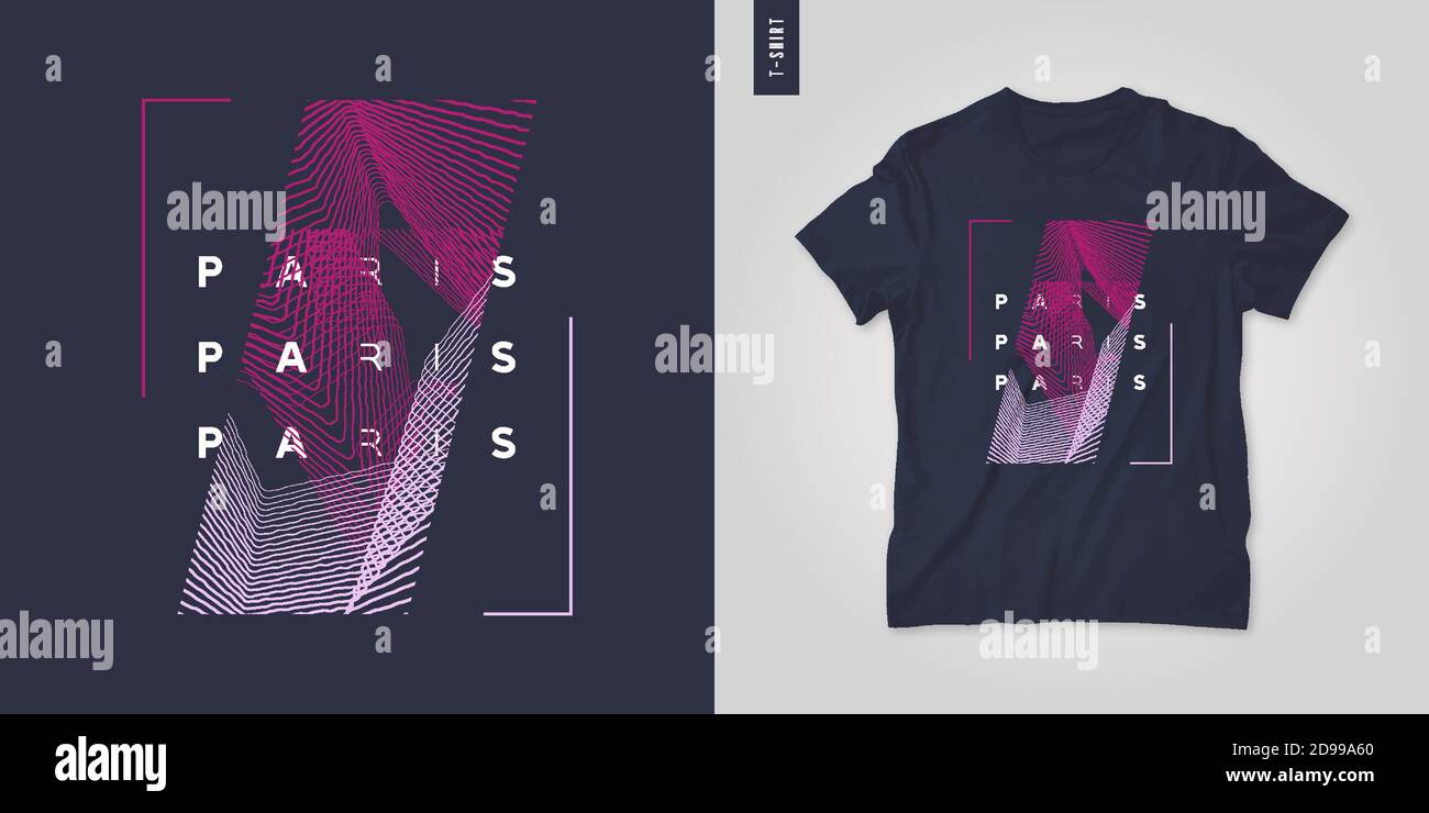 París. Camiseta diseño vectorial geométrico, póster, estampado, plantilla Ilustración del Vector