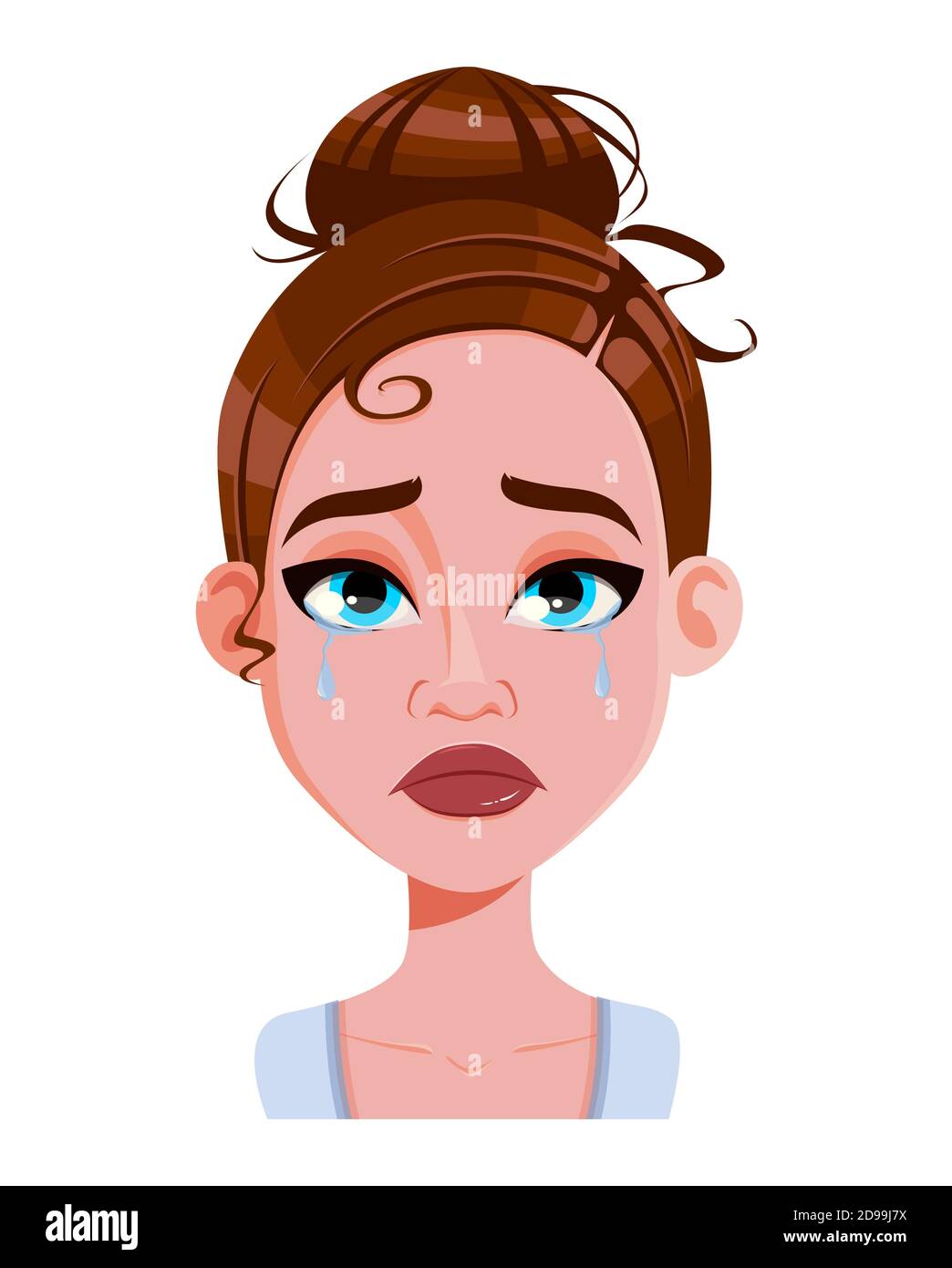 Vector De Stock Expresión De Cara De Mujer Hermosa Llorando Emoción Femenina Lindo Personaje 