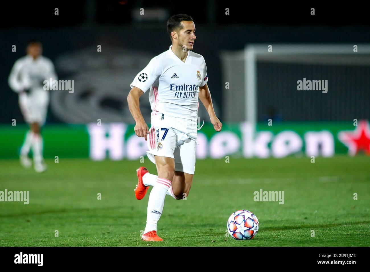 Madrid, España. 03 de noviembre de 2020. Lucas Vázquez del Real Madrid en acción durante la Liga de Campeones de la UEFA, Group Stage, el partido de fútbol del Grupo B entre el Real Madrid CF y el FC Internazionale el 3 de noviembre de 2020 en el estadio Alfredo Di Stefano en Valdebebas cerca de Madrid, España - Foto Oscar J Barroso / España DPPI / DPPI crédito: LM/DPPI/Oscar Barroso/Alamy Live News crédito: Gruppo Editoriale LiveMedia/Alamy Live News Foto de stock