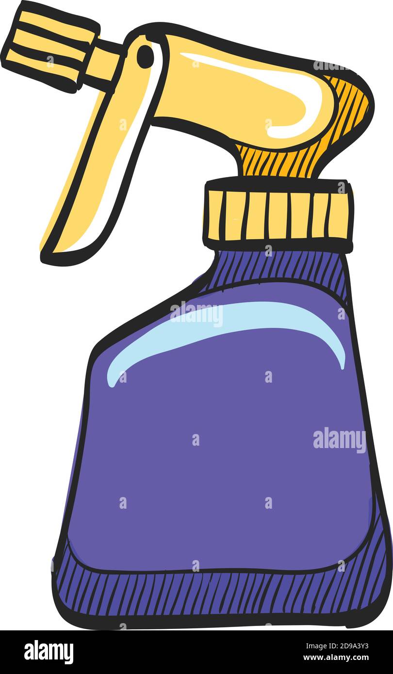 Icono de la botella del pulverizador en el dibujo de color. Jardinería  lavandería agua suavizante líquido Imagen Vector de stock - Alamy
