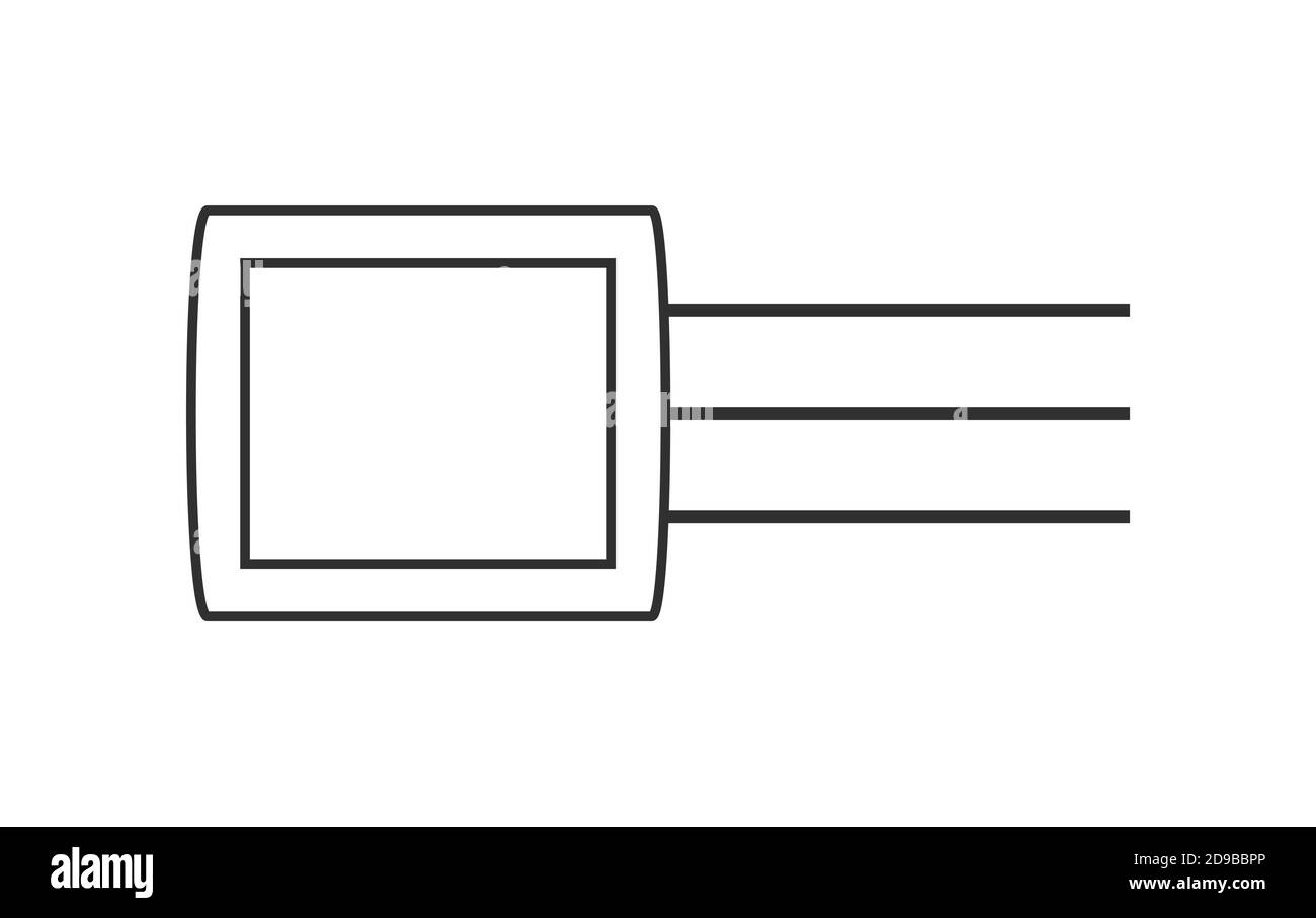 Icono de vector de transistores electrónicos en estilo de contorno. Ilustración de símbolo de transistor aislada Ilustración del Vector
