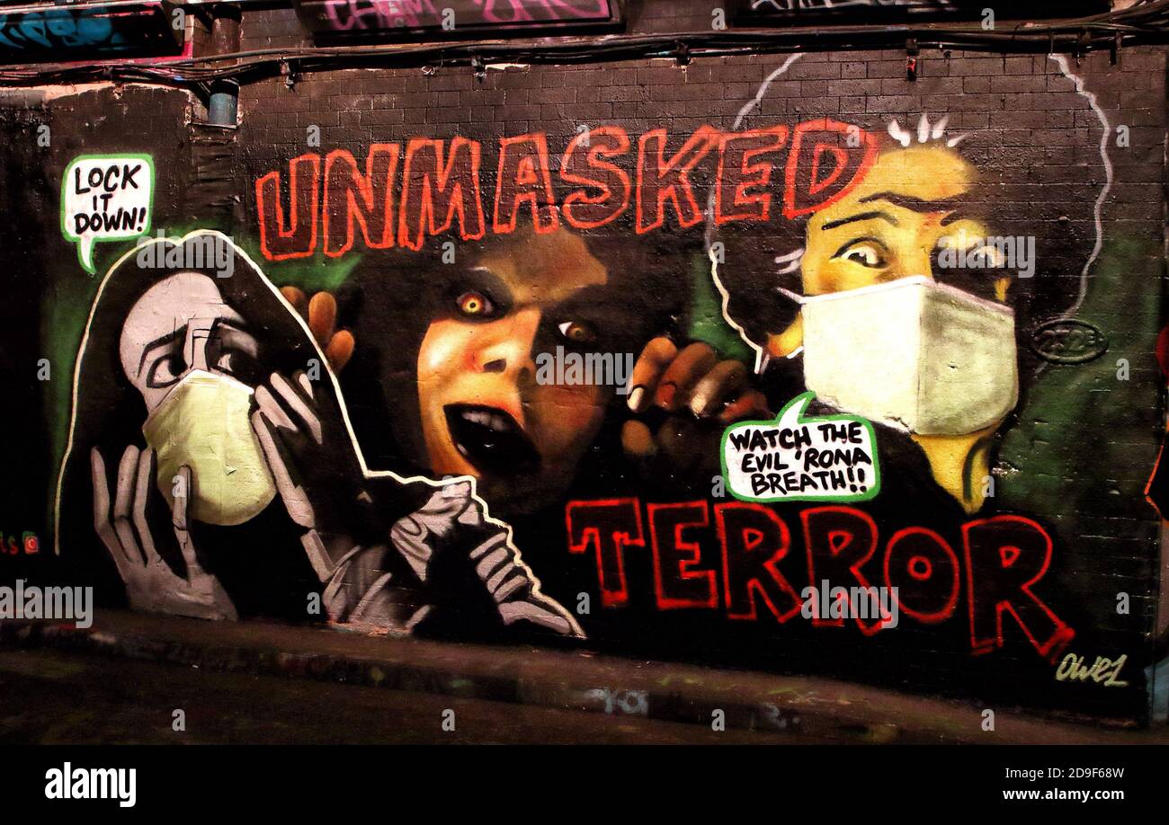 Londres, Reino Unido. 04 de noviembre de 2020. Arte de la calle en los túneles de Leake Street que fue parte de la reciente Halloween Paint Jam. Leake Street, Waterloo, Londres el 4 de noviembre de 2020 crédito: KEITH MAYHEW/Alamy Live News Foto de stock