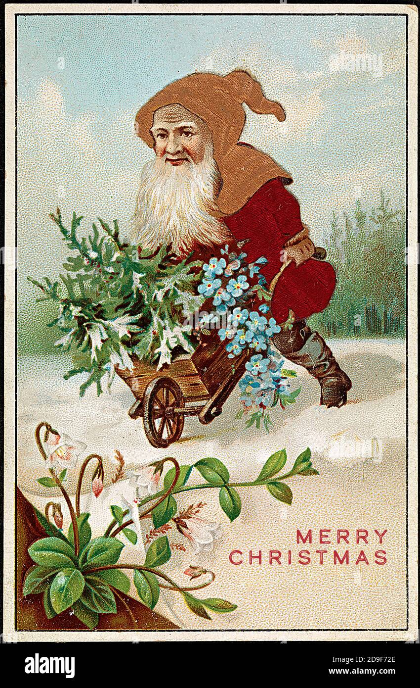 Ilustración de Santa Claus. Navidad de estilo antiguo de una manera vintage. Foto de stock