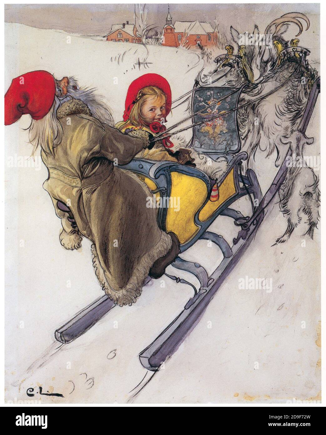 Carl Larsson. Ilustraciones de Navidad. Navidad de estilo antiguo de una manera vintage. Foto de stock