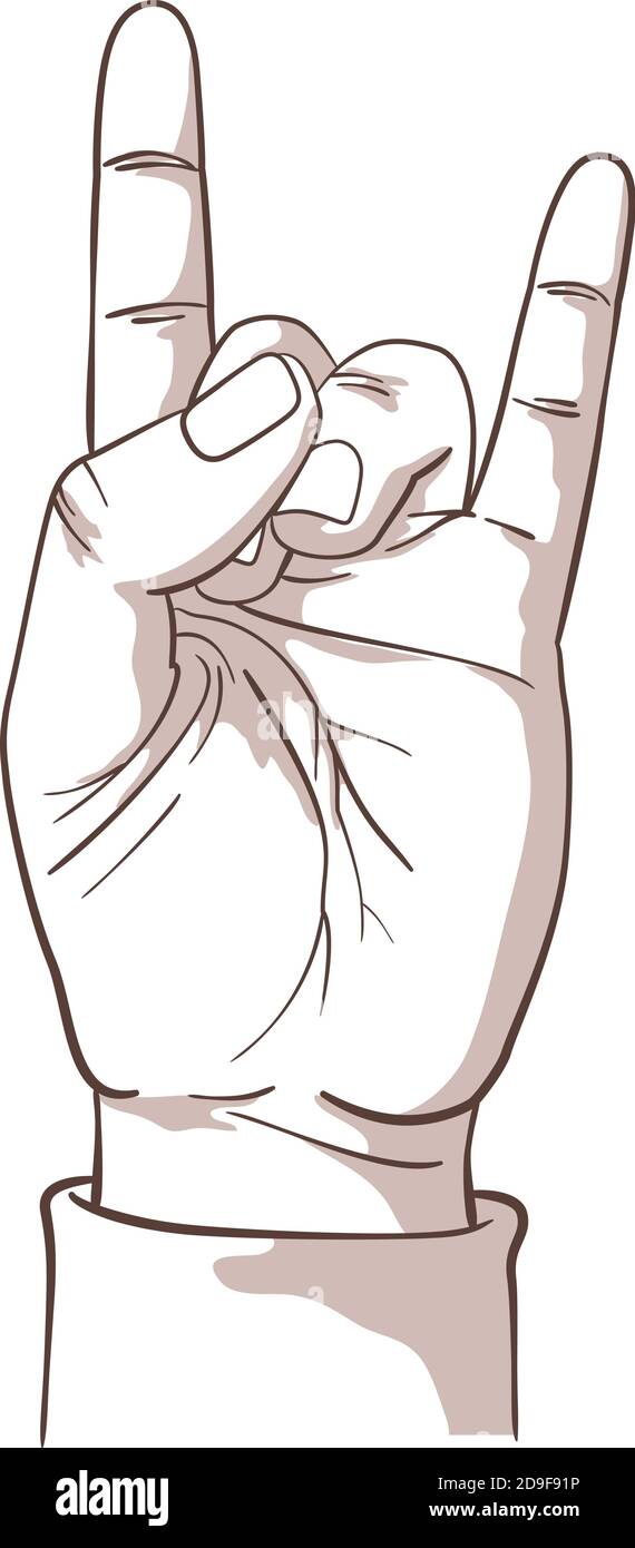 Ilustración aislada sobre fondo blanco de una mano que hace el símbolo