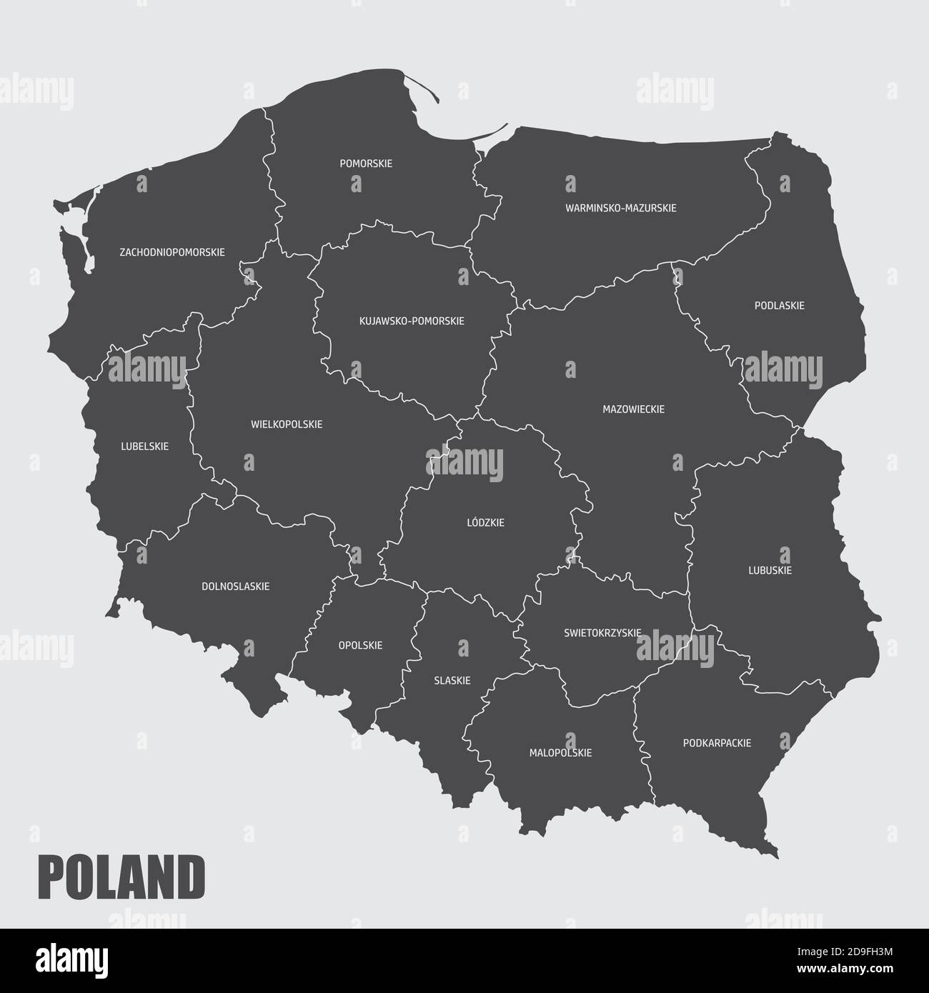 Mapa de regiones de Polonia Ilustración del Vector