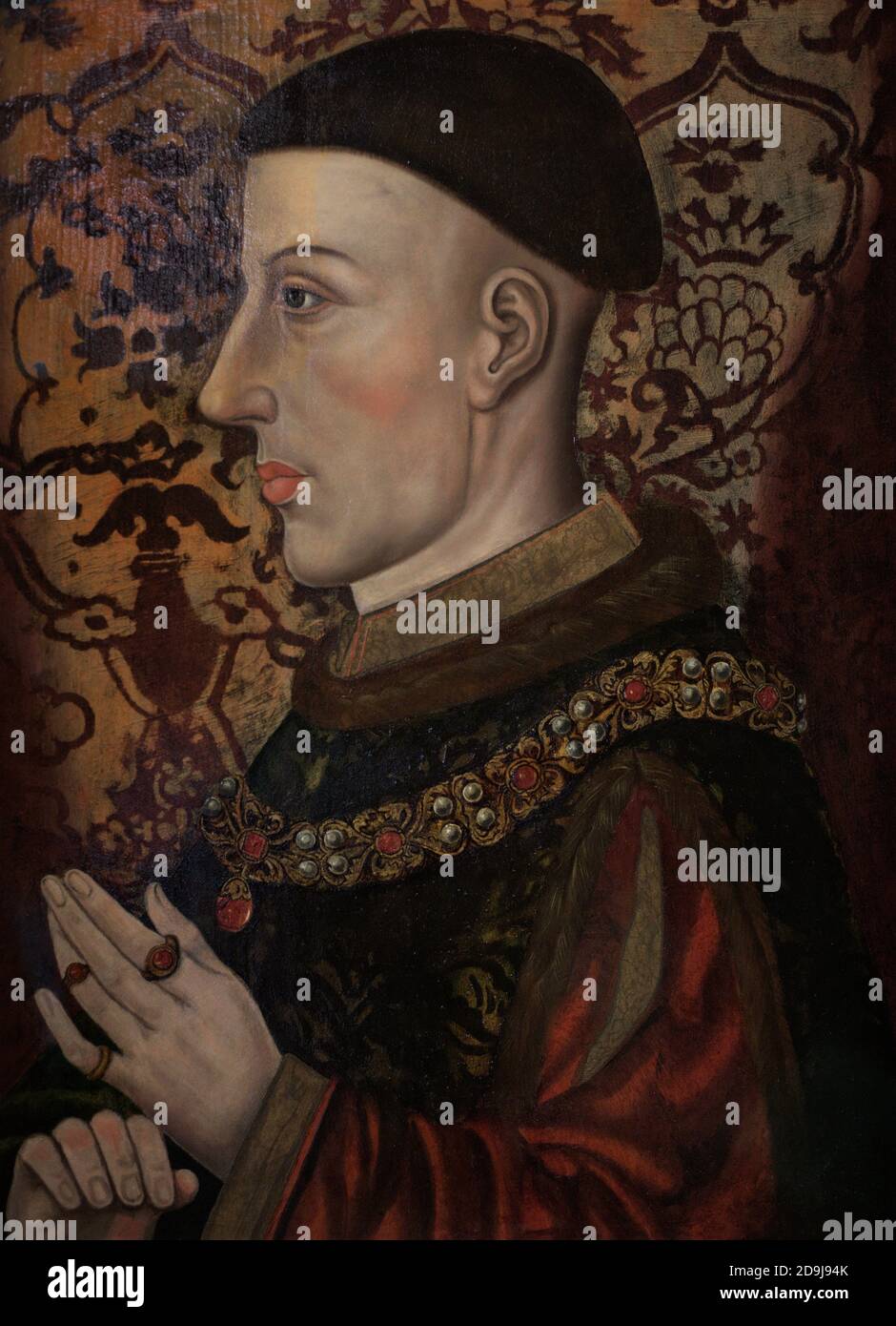 Enrique V (c.1387-1422) rey de Inglaterra desde 1413 hasta 1422. Retrato de un artista no identificado. Aceite en el panel. Finales del siglo 16-principios del siglo 17. Galería Nacional de Retratos. Londres, Inglaterra, Reino Unido. Foto de stock