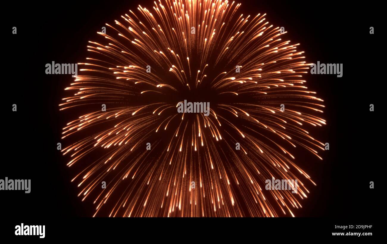 Fuegos artificiales, abstract fuegos artificiales 3D realistas con explosiones de colores y luz brillante en el cielo, fuegos artificiales de fondo, 3D render Foto de stock