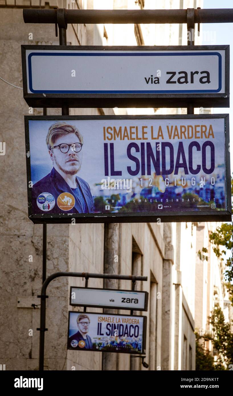 Road sign, Via Zara, election advertising, Palermo, Sicilia, Italia  Fotografía de stock - Alamy