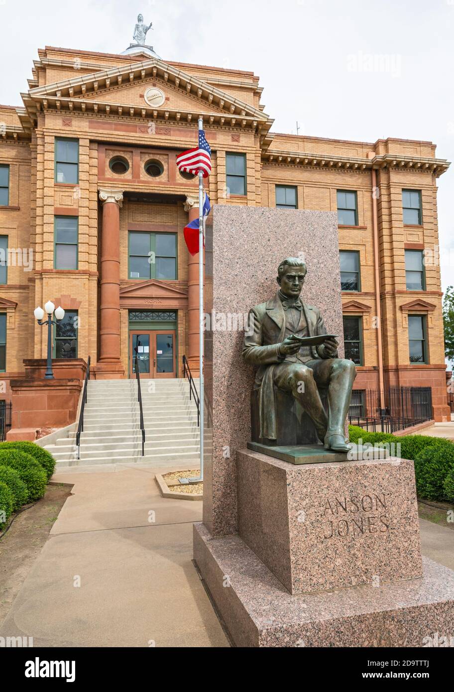 Texas, Anson, Jones Country Courthouse completado 1910, estatua de