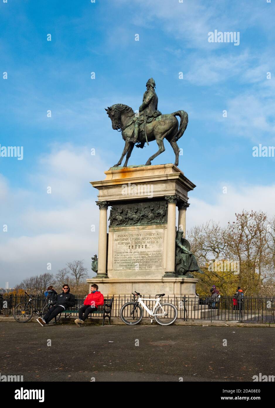Lord Roberts Memorial Statue, Kelvingrove Park, Glasgow, Escocia, Reino Unido Foto de stock