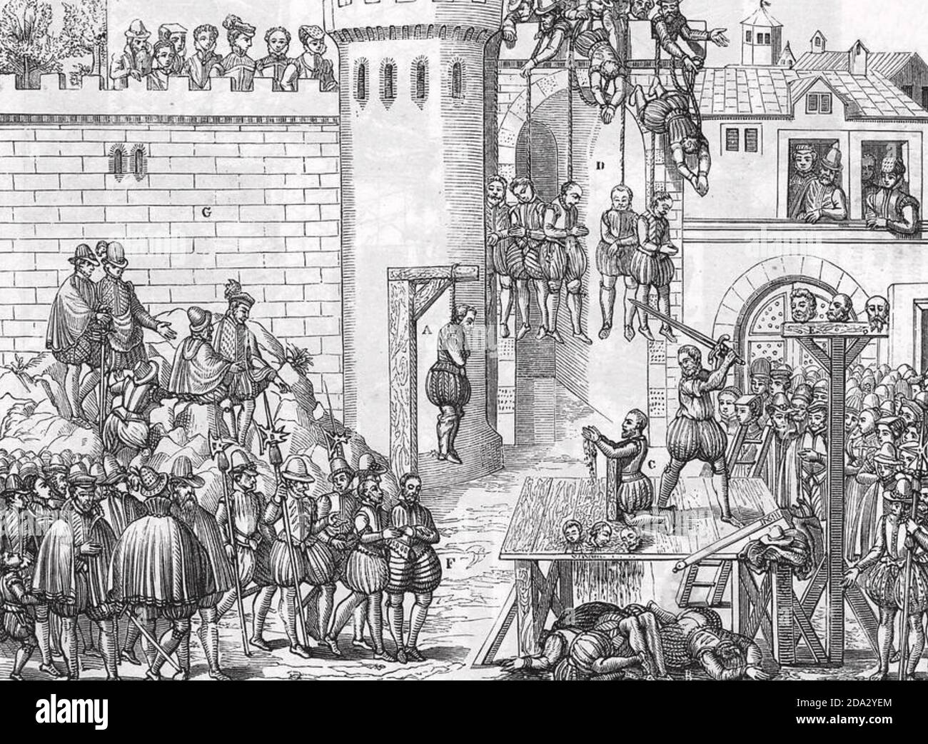 MASACRE DE LOS HUGONOTES en París el día de San Bartolomé 24 de agosto de 1572 Foto de stock