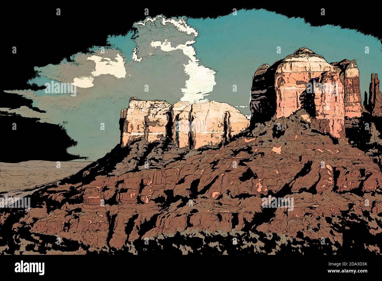 Ilustración de un paisaje de Arizona en un estilo gráfico novedoso Foto de stock