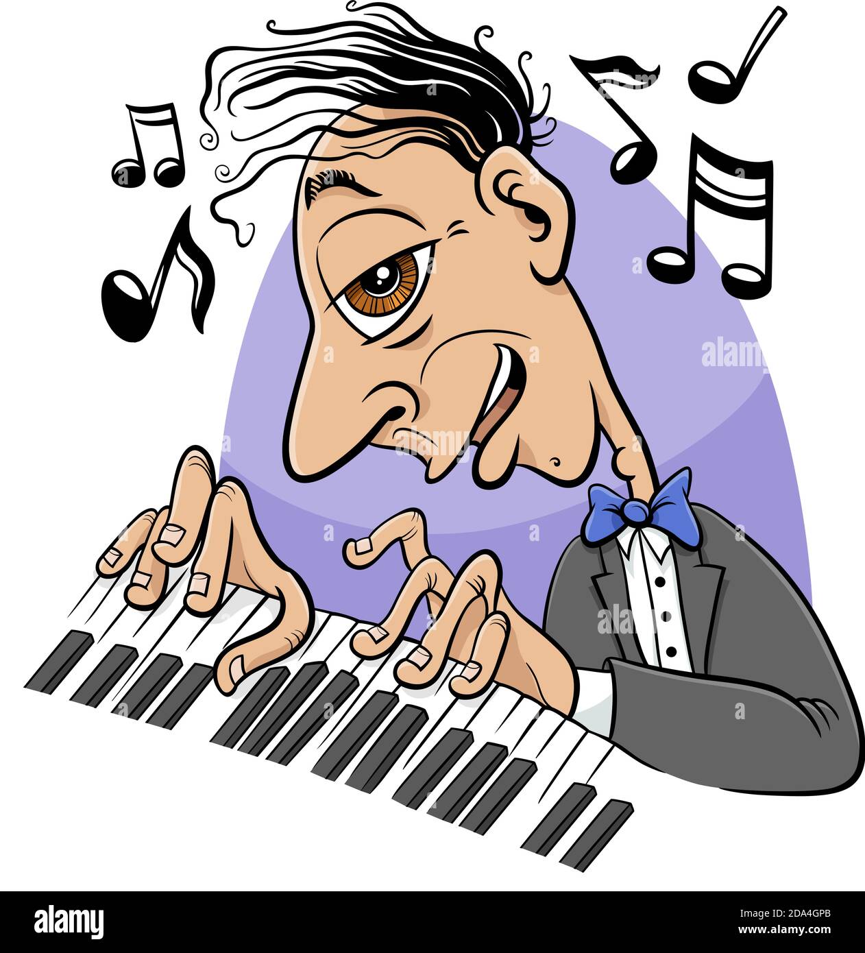 Dibujo de dibujos animados de músico pianista tocando el piano Imagen  Vector de stock - Alamy