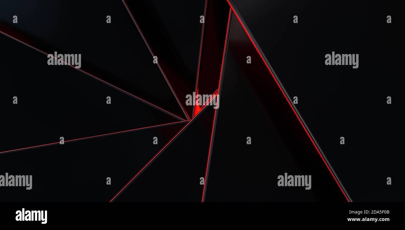 resumen de luz roja formas geométricas brillantes en el entorno oscuro 3d ilustración de la representación fondo de pantalla Foto de stock