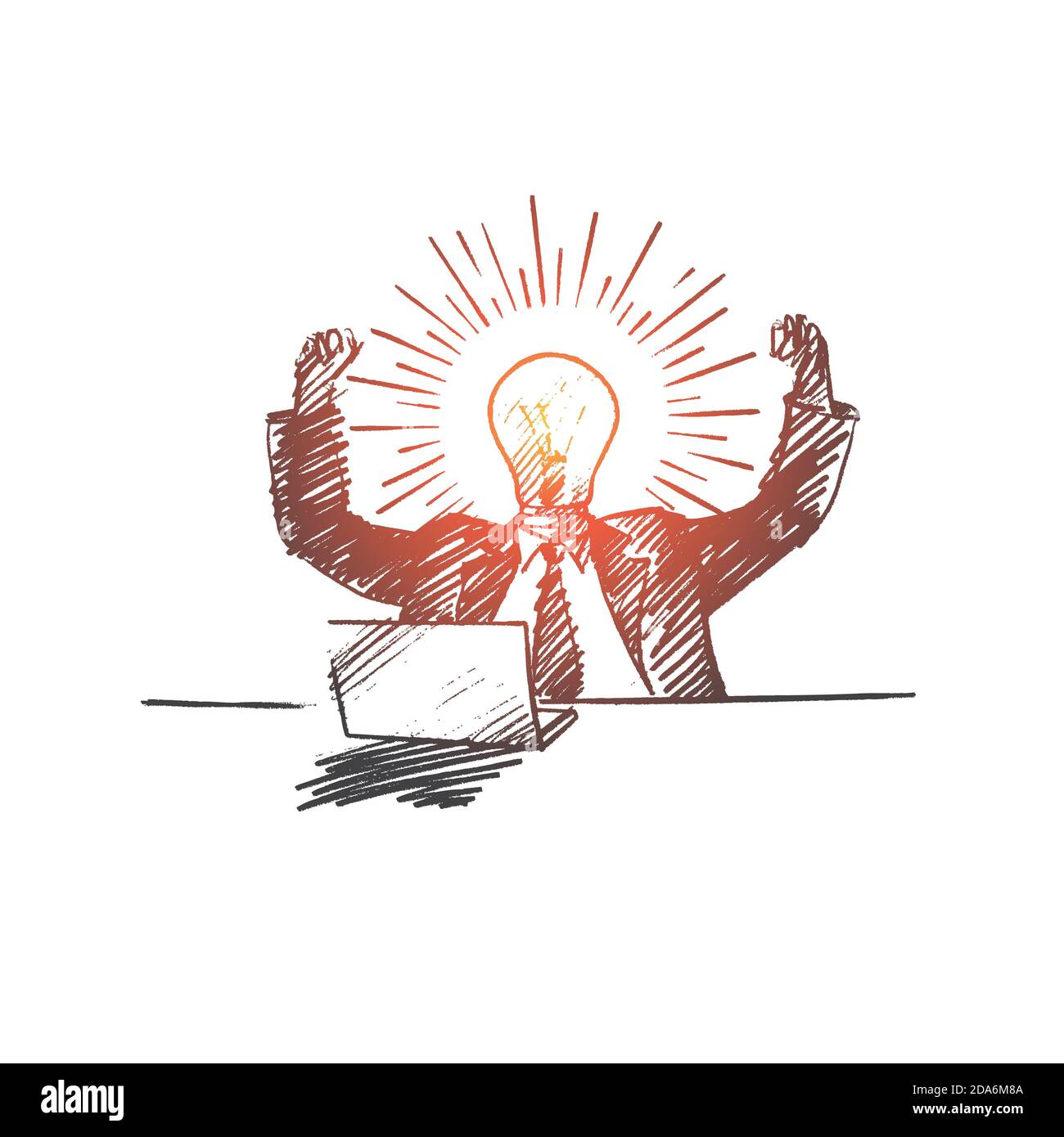 Hombre de negocios dibujado a mano obteniendo una gran idea Ilustración del Vector
