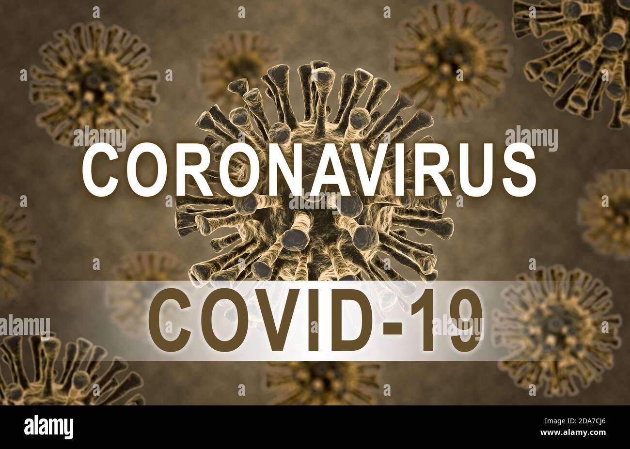 Concepto de medicina del virus covid 19 con el título palabra CORONAVIRUS Foto de stock