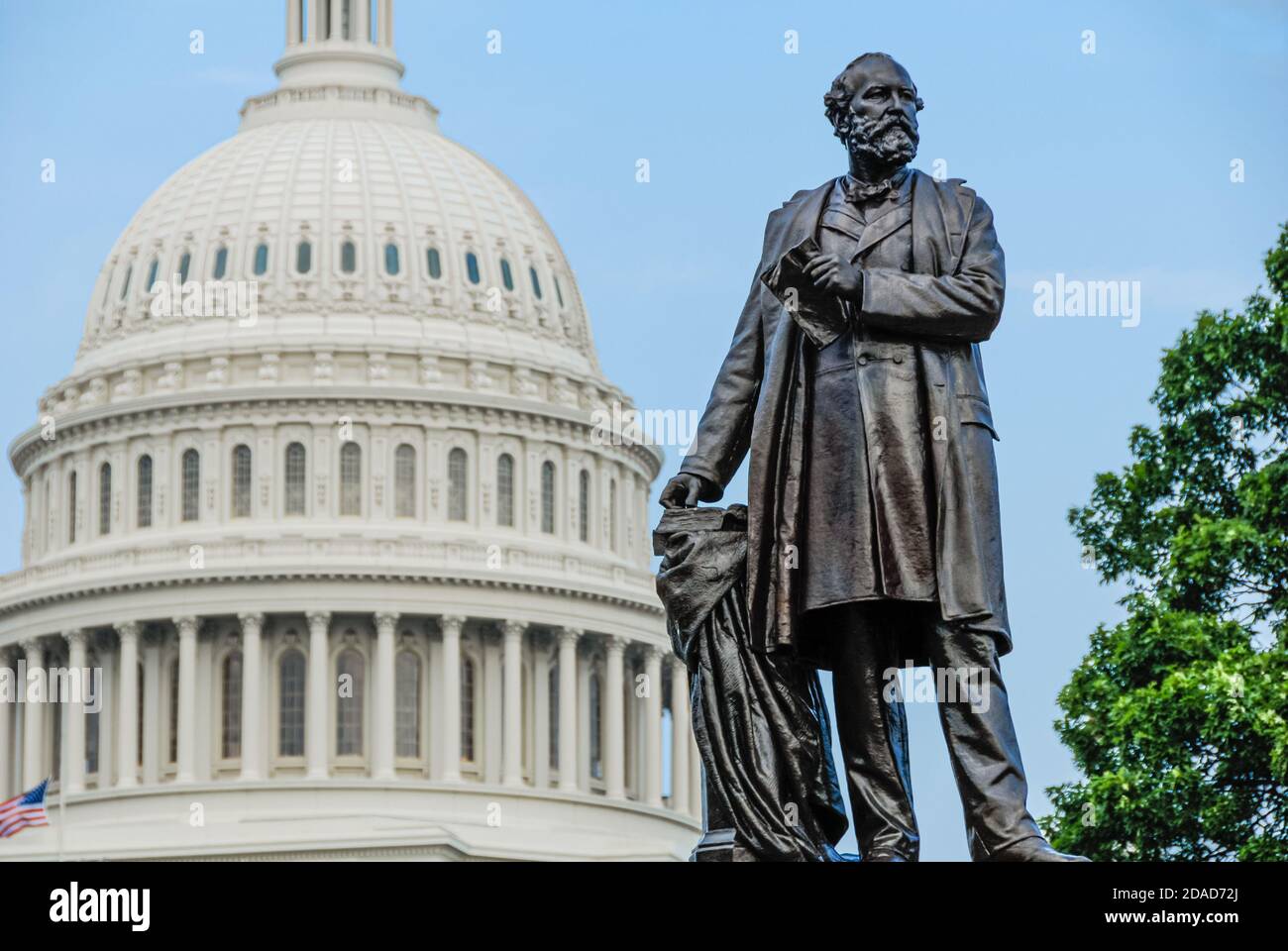 El Monumento a James A. Garfield en los terrenos del Capitolio de los Estados Unidos es un monumento al Presidente Garfield, elegido en 1880 y asesinado en 1881. (EE.UU.) Foto de stock