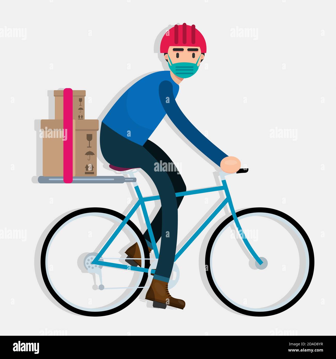 mensajería de entrega de bicicletas utilizando máscara vectorial ilustración Ilustración del Vector