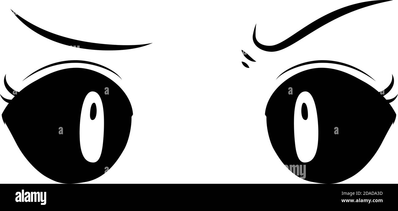 Esta es una ilustración de los grandes ojos negros de estilo cute anime con  una expresión sospechosa Imagen Vector de stock - Alamy