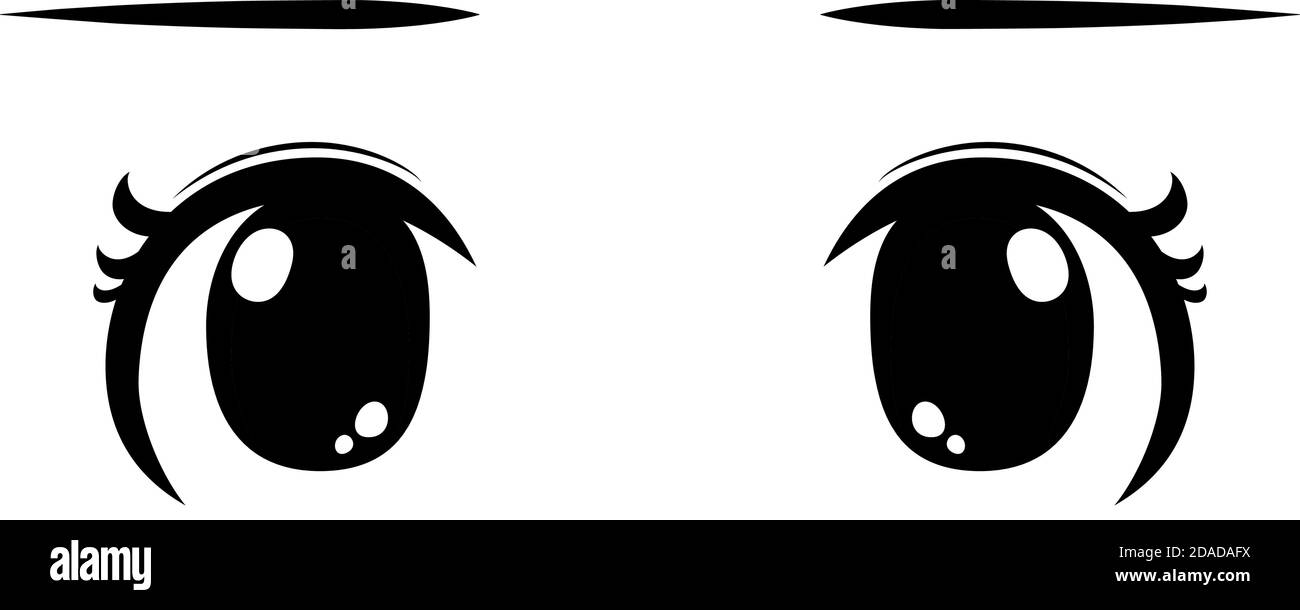 Esta es una ilustración de los grandes ojos negros de estilo cute anime en  tiempos normales Imagen Vector de stock - Alamy