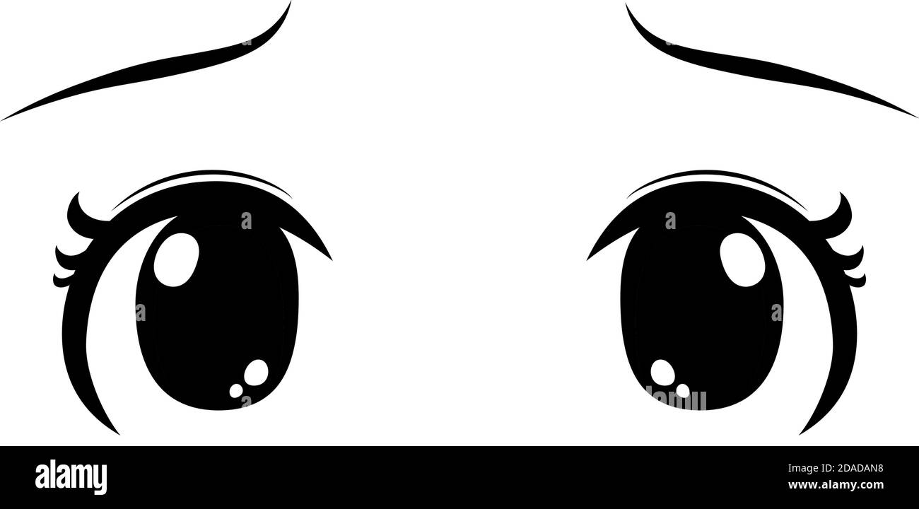Esta es una ilustración de los grandes ojos negros de estilo cute anime con  una expresión triste Imagen Vector de stock - Alamy
