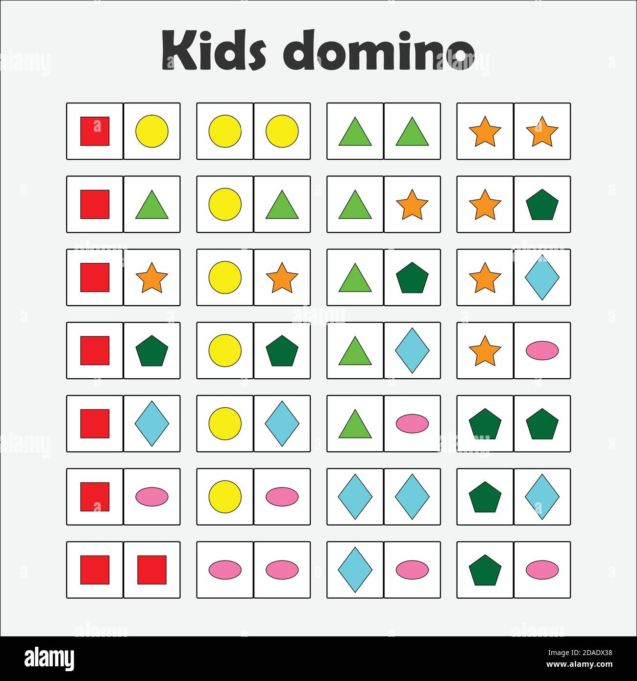Juego de dominó con imágenes formas geométricas para niños, divertido juego  de educación para niños, actividad preescolar, tarea para el desarrollo del  pensamiento, vector Imagen Vector de stock - Alamy