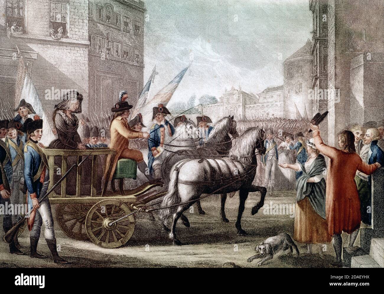 Reina María Antonieta siendo conducida a la guillotina, 16 de octubre de 1793 - la reine María Antonieta étant conduite à la guillotina, le 16 octobre 1793 Foto de stock