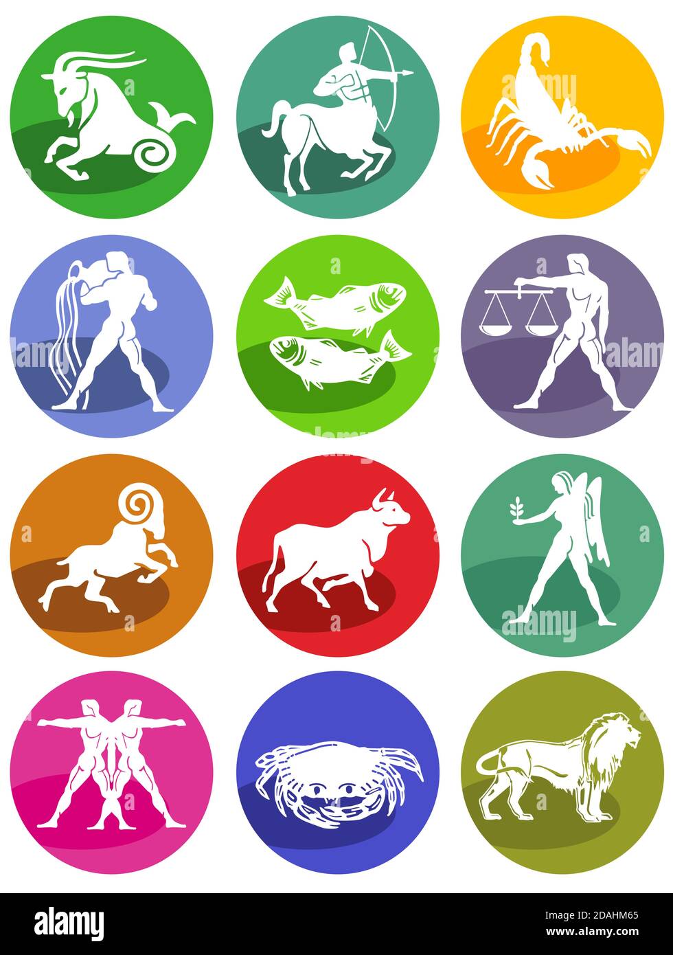 Signos del zodiaco ilustración vectorial del conjunto de símbolos