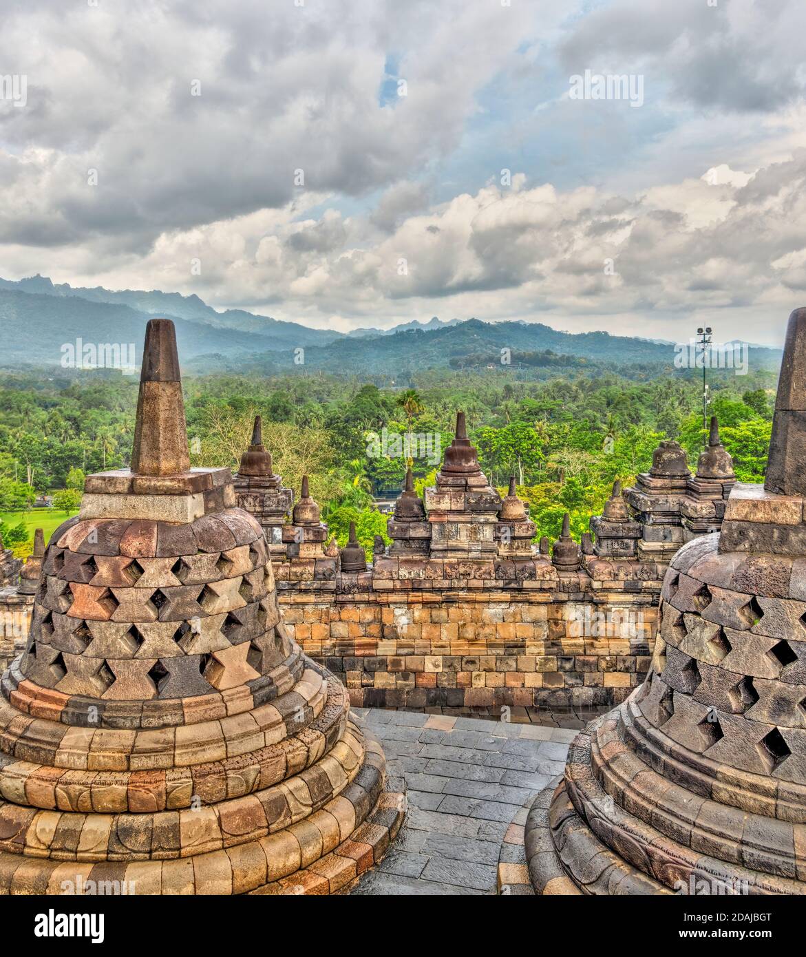 Detalle de templo Borobudur, imagen HDR Foto de stock