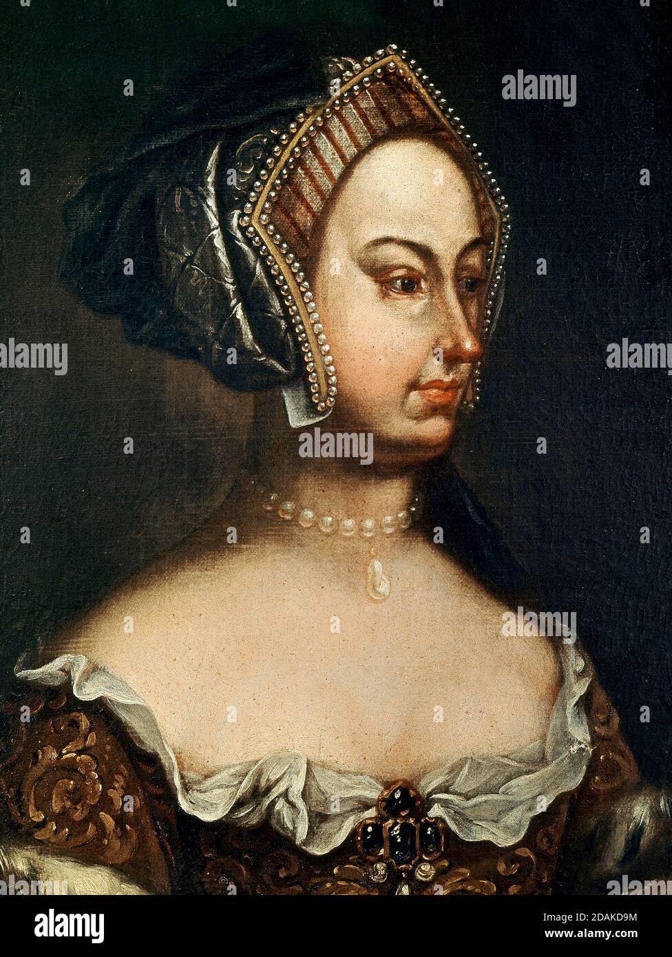 retrato de Anne Boleyn (1501-1536) - artista desconocido - privado colección Foto de stock