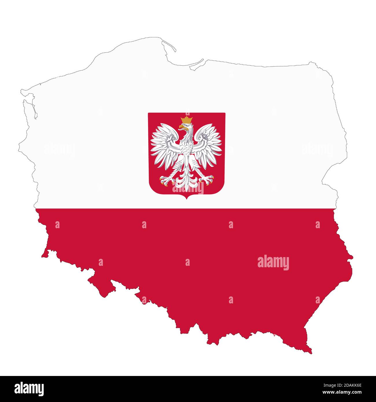 Mapa de Polonia sobre fondo blanco con trazado de recorte Foto de stock