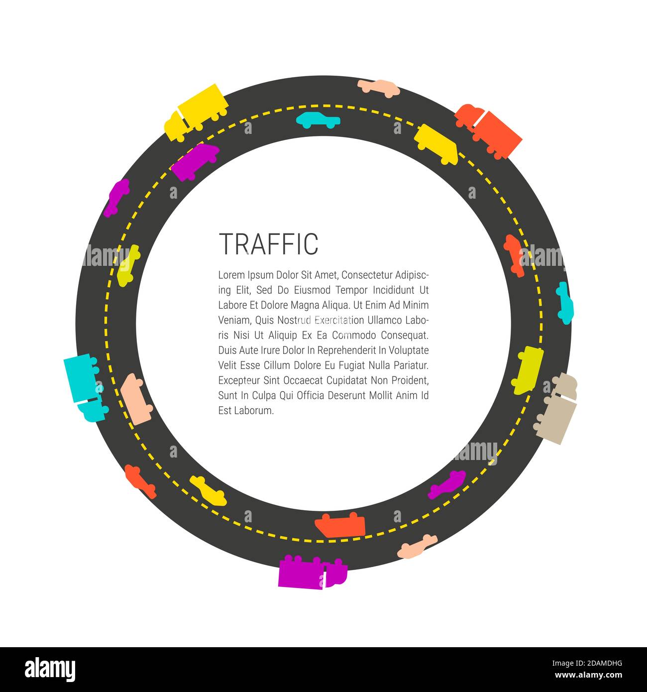 Tráfico en la carretera de circunvalación. Ilustración vectorial de estilo plano Ilustración del Vector